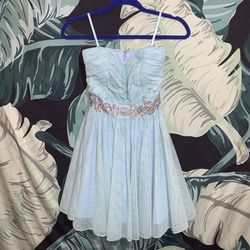 Disney Juniors Cinderella Collection Rhinestone Strapless Blue Dress Size 3