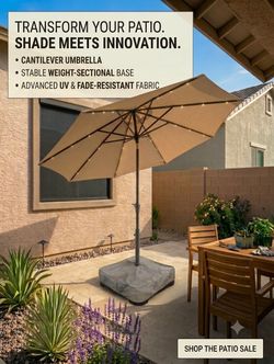 Cantilever Patio Umbrella with LED Lights and Base
