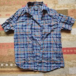 Claiborne Stretch Plaid Flannel Short Sleeve Button Up (Small) Everyday Casual Y2K