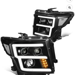New in box DNA MOTORING HL-LB2-NT16-BK-CL1 Pair of LED DRL Projector Headlights Compatible with 17-22 Titan / 16-22 Titan XD,Black/Clear