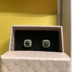 Green Iced out Earrings PASSES DIAMOND TESTER 