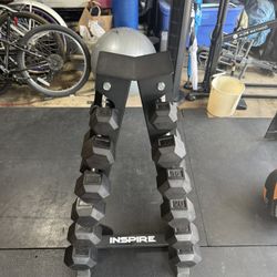 5 - 30 Lb Rubber Dumbbell Set And Rack