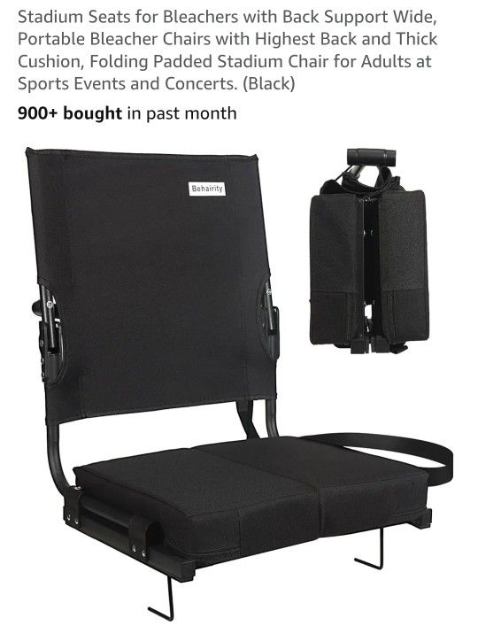 New Stadium Seats for Bleachers with Back Support Wide, Portable Bleacher Chairs with Highest Back and Thick Cushion, Folding Padded Stadium Chair