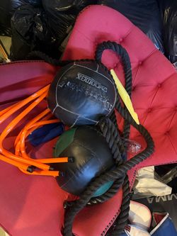 Medicine balls and workout rope