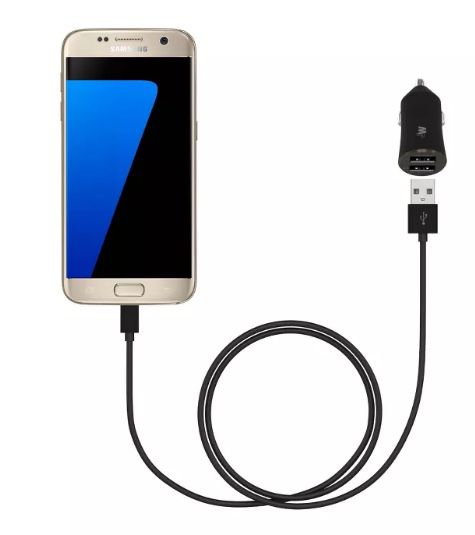 Just Wireless 2-Port USB 2.0A Car Charger (with 6' Micro USB Cable) - Black