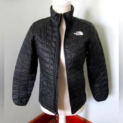 The North Face Black Quilted Thermoball Puffer Jacket Youth XL 18 Women Small
