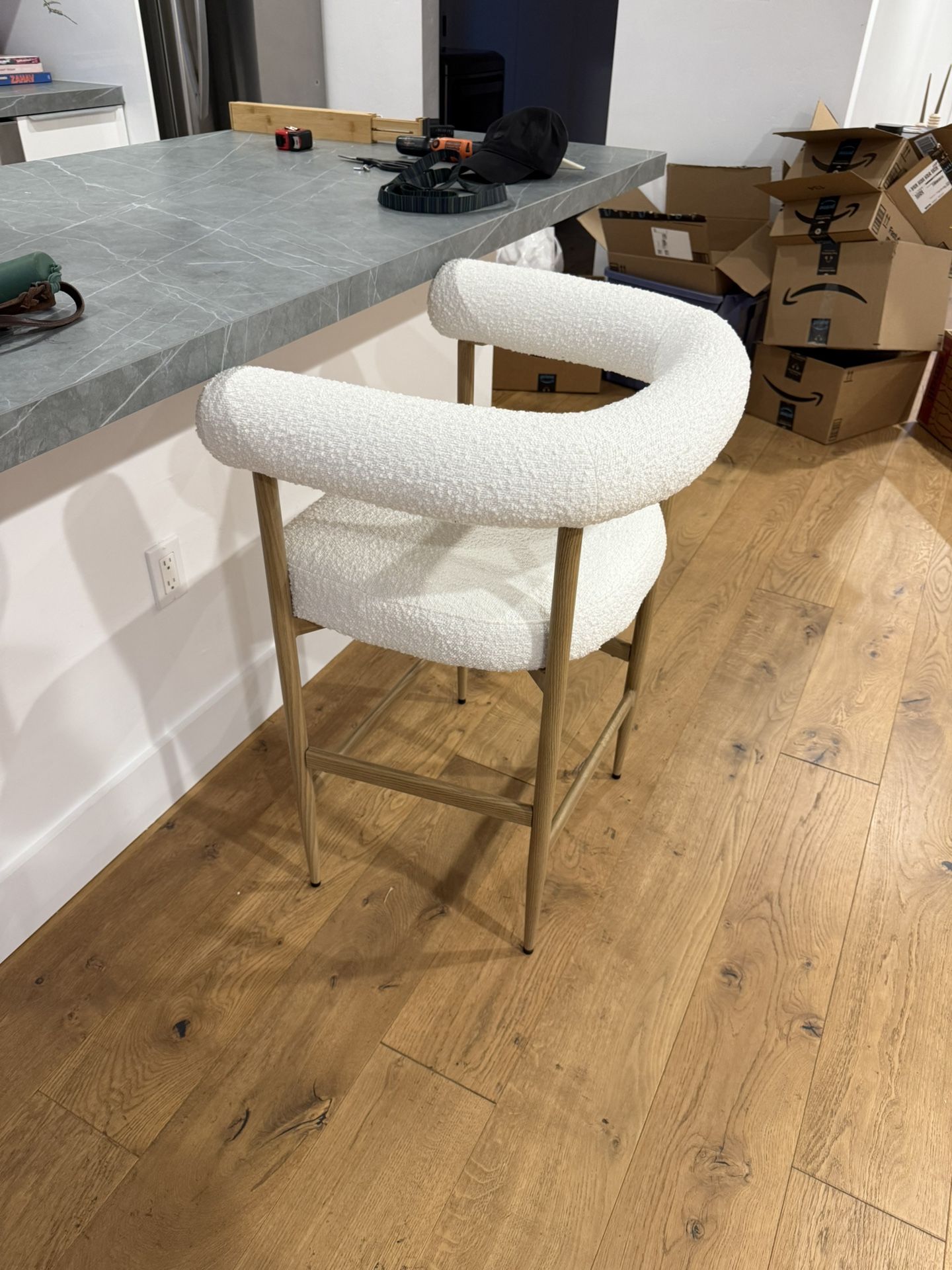 White Boucle Counter Stools (set of 2)