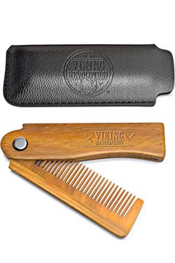 Viking Revolution Men’s Wooden Comb And Carrying Sleeve