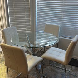 Glass Dining Table with 4 Chairs