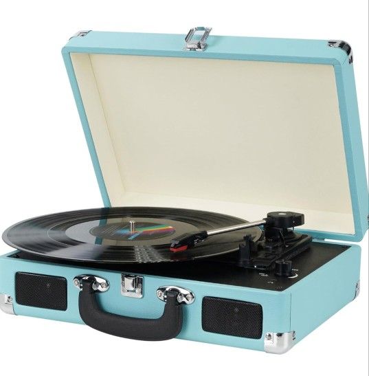 Vintage Vinyl Record Player, 3 Speeds Suitcase Portable Record Player