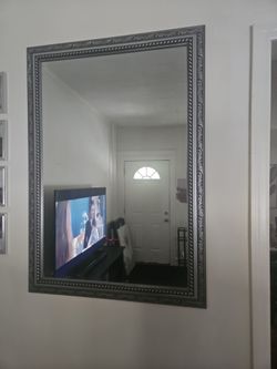 Large Wall Mirror with Ornate Silver Frame