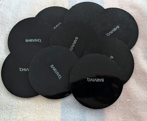 Barvivo black round silicone or rubber drink coasters, set of 9