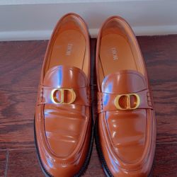 Dior Men's Tan Leather Loafers 