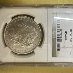 1885 O S Silver Morgan Dollar MS 64+ Graded