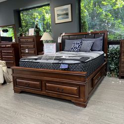 Brown Storage Bed 4pc Bedroom Set - Lincoln Collection 