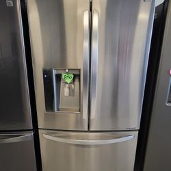 33in 36in Stainless Steel French Door Refrigerator And Side By Side Door Refrigerator Used Good Condition 90days Warranty  From $850 Up To $899