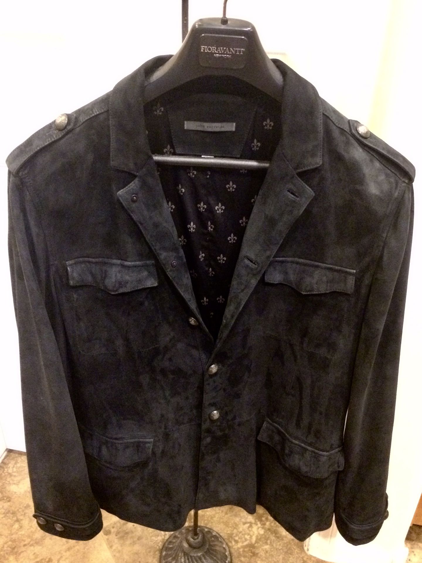 Men’s Black Suede Leather Coat/Jacket John Varvatos
