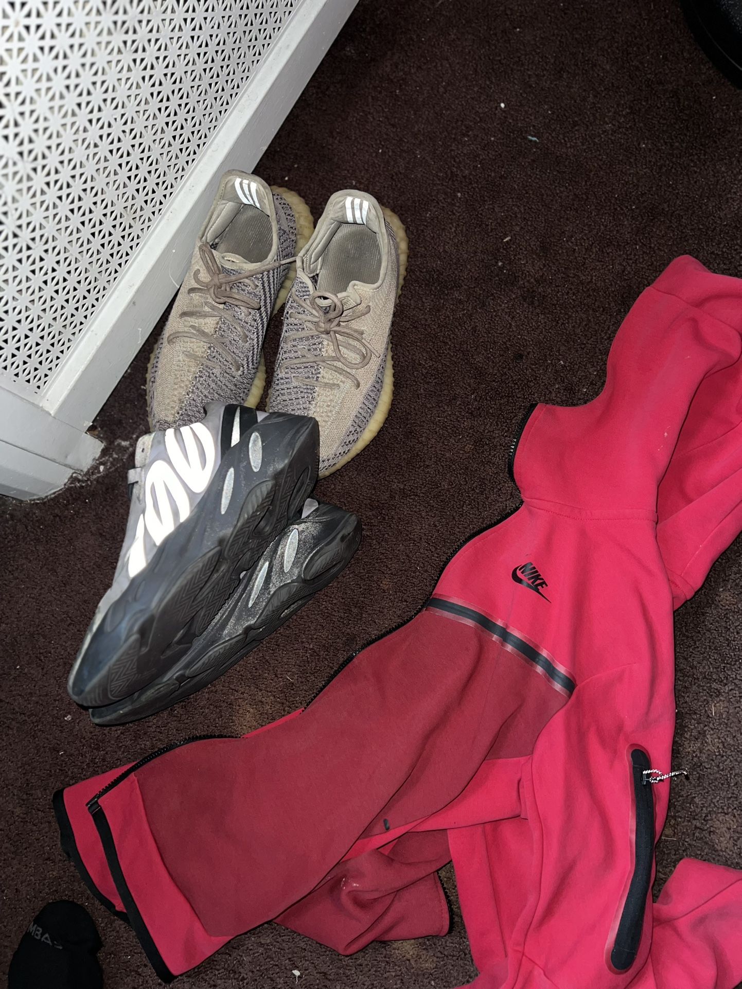 2 Pair Of Yeezys Plus Nike Tech