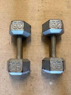 25 lbs pair of HEX cast iron bumbells