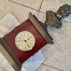 Vtg. Angelica Maria Bust Classic Style Mantle /  Desk Clock 19.5” Tall Heavy