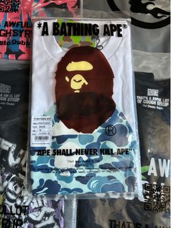 BAPE Blue Camo Ape Head T-Shirt White | Size M | New With Tags