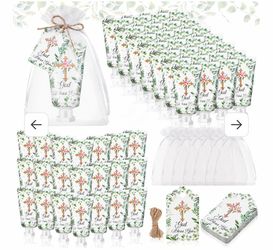 Baptism Religious Hand Cream Favor Set with Organza Bags and Tags