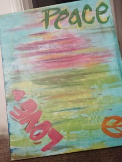1960&s style decor. Hand painted  Canvas oil painting