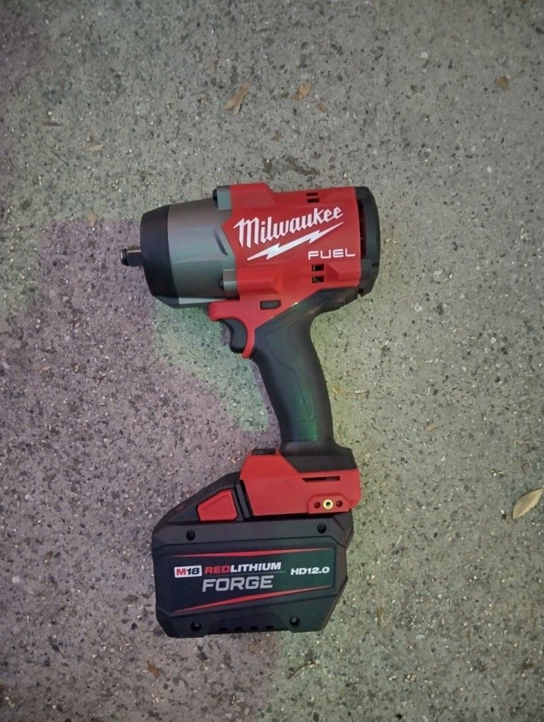 Milwaukee M18 Fuel Brushless Cordless 1/2' High Torque Impact Wrench 4 Speed With Friction Ring with Red lithium HD12.0 Forge 18v New Firm Price