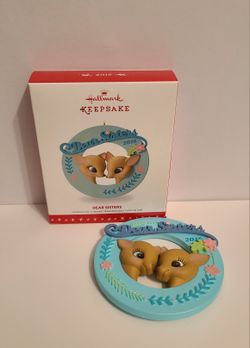 Hallmark Keepsake Christmas Ornament Dear Sisters 2016 Fawns  in Wreath 