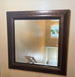 Square Wall Mirror with Bronze Frame