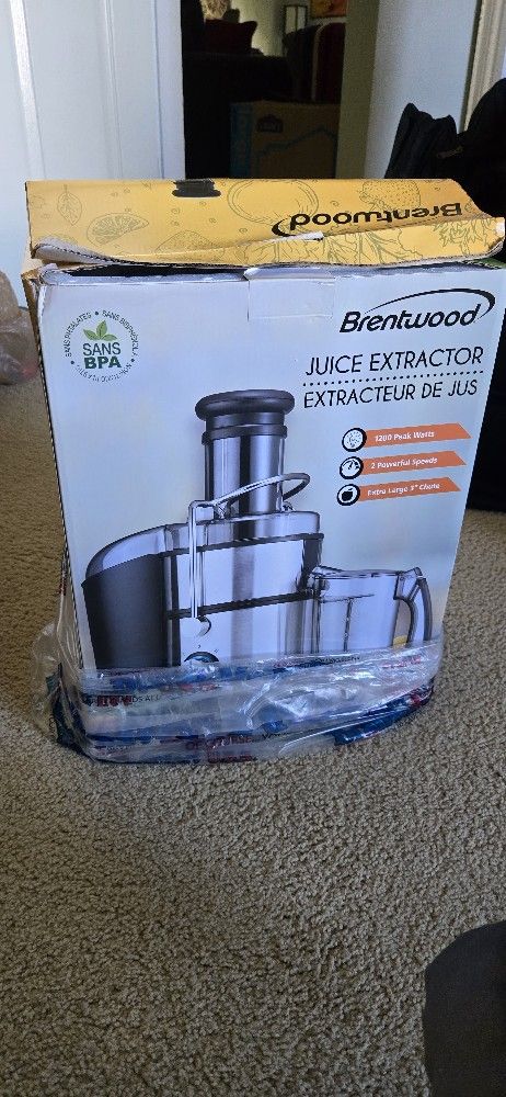 Brentwood 2-Speed 1200 Peak w Juice Extractor, Stainless Steel