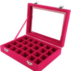 Velvet Jewelry Box Organizer, 24 Grid Jewelry Organizer Box with Locks, Earring Storage Box | Jewelry Case | Jewelry Storage Box | Jewelry Display Box