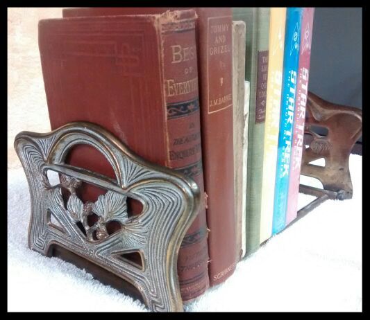 Art nouveau brass expandable bookends