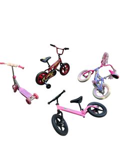 Free set 3 bikes 1 scooter training wheels kids toddler children bicycle