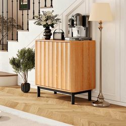 Wood Accent Cabinet with Fluted Doors