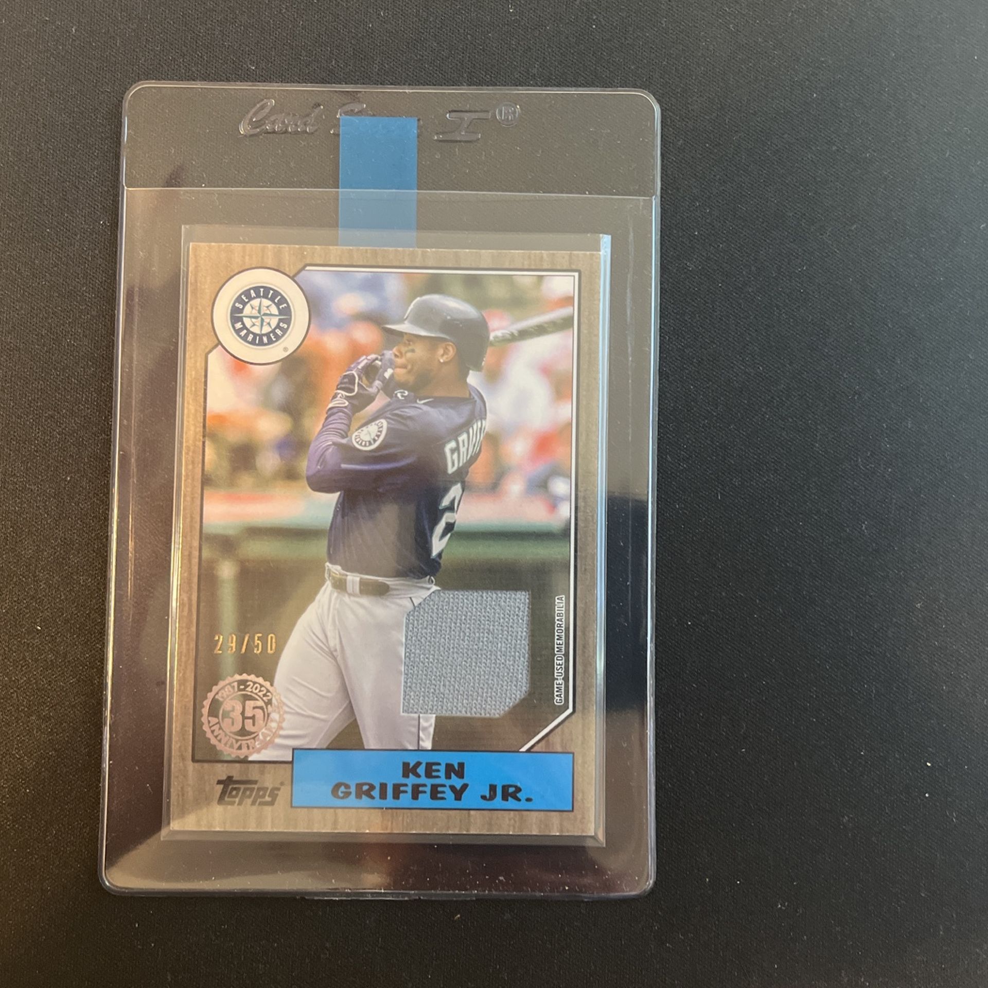 KEN GRIFFEY JR. TOPPS 2022 35th ANNIVERSARY GAME WORN PATCH 29/50 SILVER