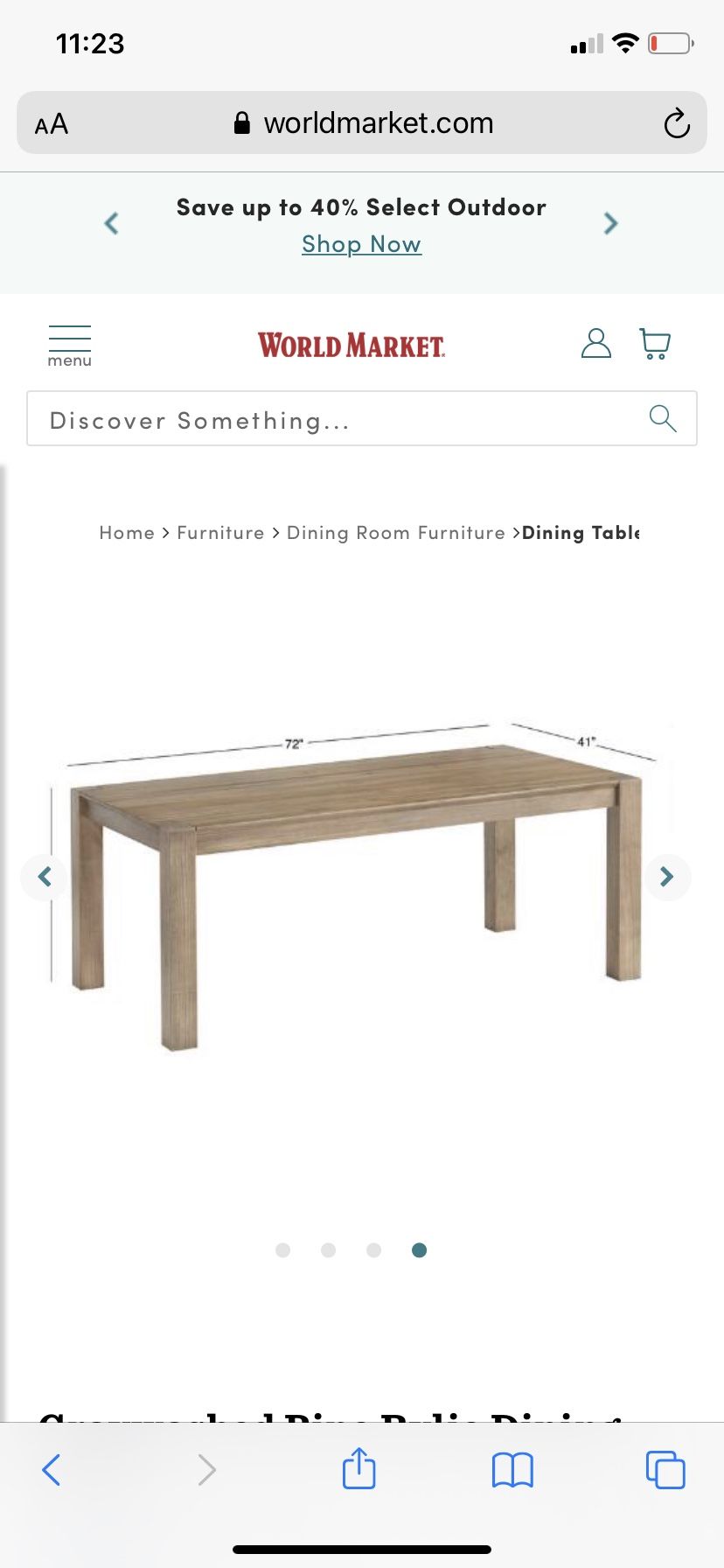 World market Graywashed Pine Rylie Dining Table