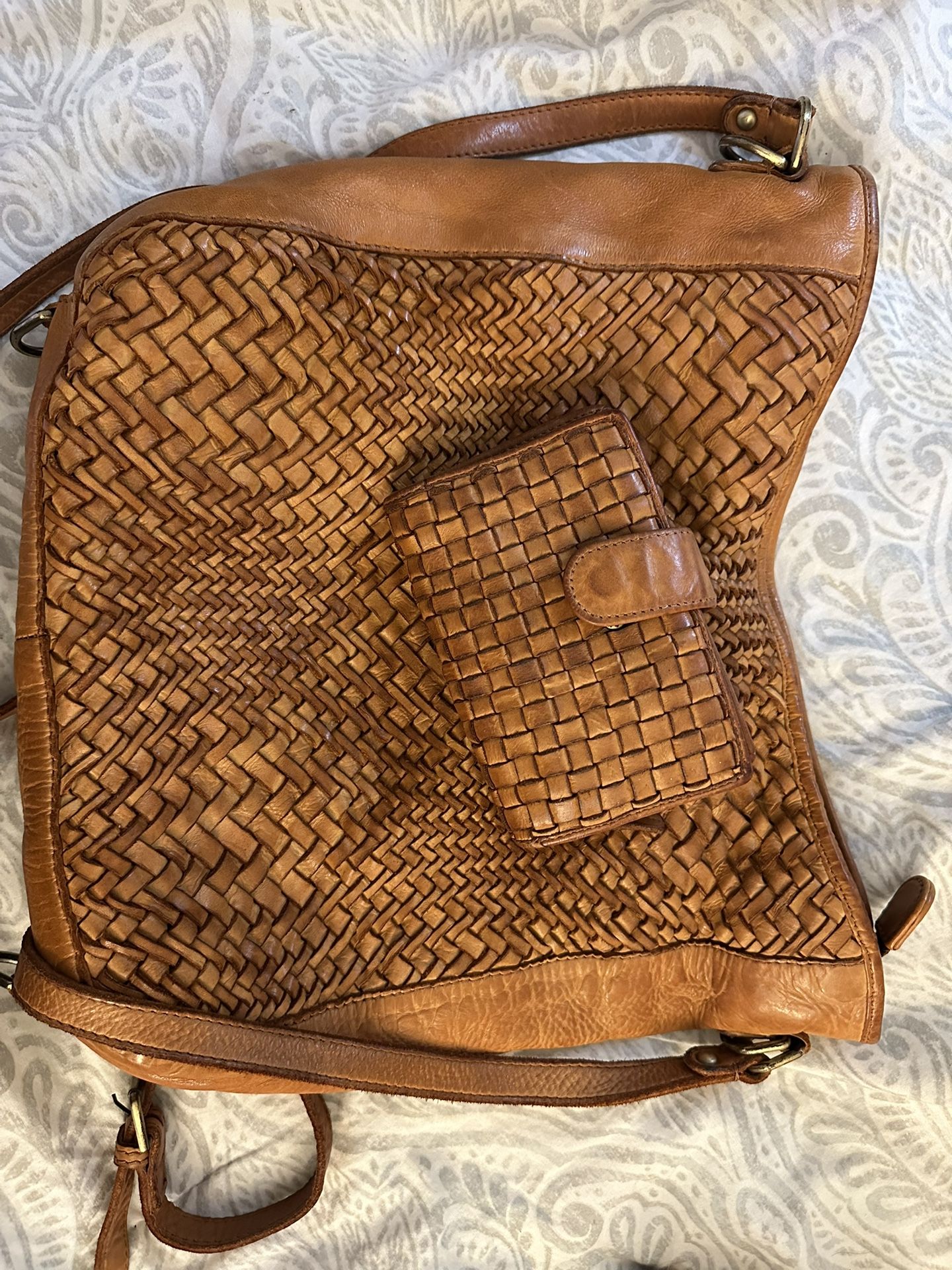 Cognac, leather backpack 