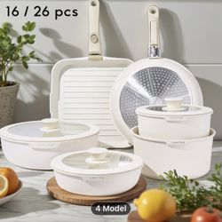 Non-Stick Cookware Set, Cookware Set with Detachable Handle, Induction Cooker Kitchen Cooking Set with Detachable Handle, RV Camping Stackable Pot, Ov