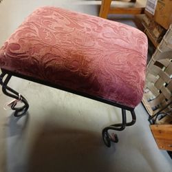 Upholstery And Metal Footrest Stool