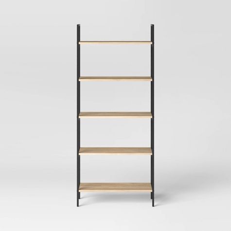 72" Loring 5 Shelf Ladder Bookshelf - Threshold White Oak