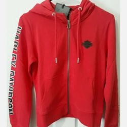 Womens Harley Davidson Knit Red Hoodie Size XSmall
