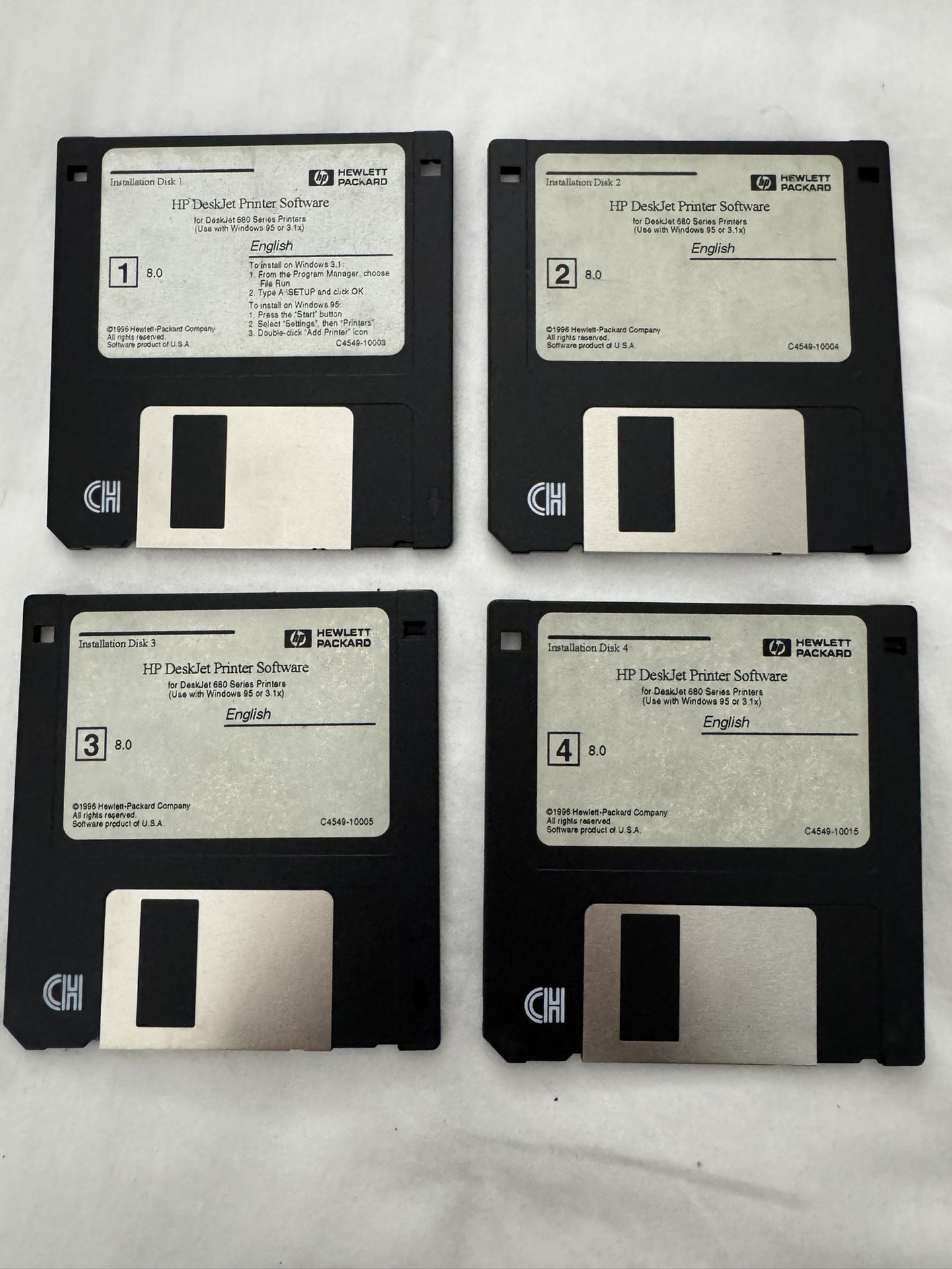 Vintage HP DeskJet 680 Series Printer Software 4 Floppy Disks