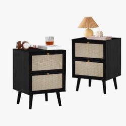 Black rattan nightstands 