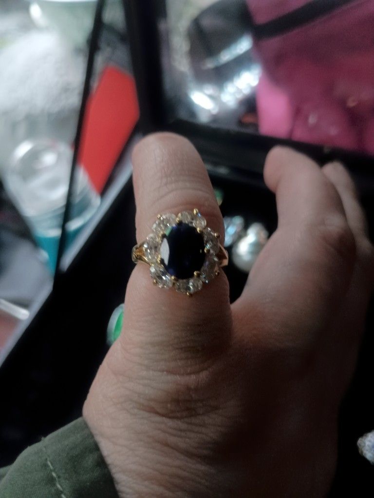 Blue Sapphire Flower Ring