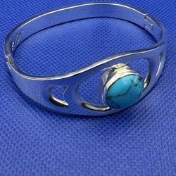 Taxco Turquoise Cuff Bracelet 925 Sterling Silver 45 Grams