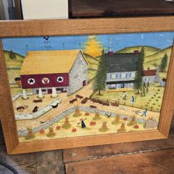 William "Bill" Rank Folk Art Oil On Velvet Painting