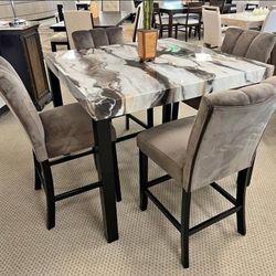 Brand New 5pc. Chocolate Counter Height Dining Table Set 