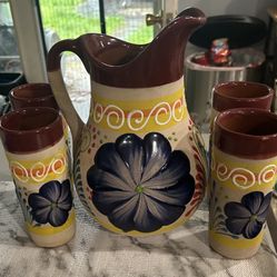 Mexican Vase And Glasses