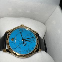 Turquoise Black Strap Gucci Watch 